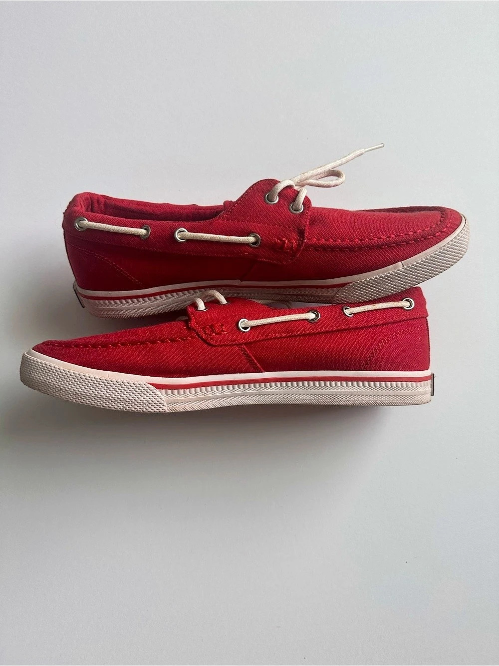 Tommy Hilfiger Canvas Boat Shoe Red & White US 10.5 - Picture 4 of 7